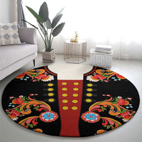 Norwegian Male Bunad Round Carpet with Rosemaling Folk Art Black Color - Wonder Print Shop