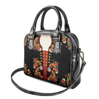 Norwegian Male Bunad Shoulder Handbag with Rosemaling Folk Art Black Color - Wonder Print Shop