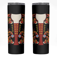 Norwegian Male Bunad Skinny Tumbler with Rosemaling Folk Art Black Color - Wonder Print Shop