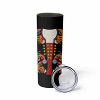Norwegian Male Bunad Skinny Tumbler with Rosemaling Folk Art Black Color - Wonder Print Shop