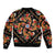 Norwegian Male Bunad Sleeve Zip Bomber Jacket with Rosemaling Folk Art Black Color - Wonder Print Shop