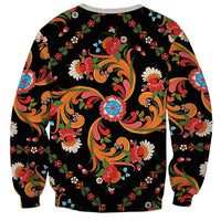Norwegian Male Bunad Sweatshirt with Rosemaling Folk Art Black Color - Wonder Print Shop