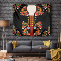 Norwegian Male Bunad Tapestry with Rosemaling Folk Art Black Color - Wonder Print Shop