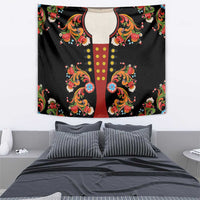 Norwegian Male Bunad Tapestry with Rosemaling Folk Art Black Color - Wonder Print Shop