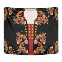 Norwegian Male Bunad Tapestry with Rosemaling Folk Art Black Color - Wonder Print Shop