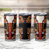 Norwegian Male Bunad Tumbler Cup with Rosemaling Folk Art Black Color - Wonder Print Shop