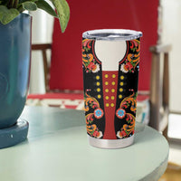 Norwegian Male Bunad Tumbler Cup with Rosemaling Folk Art Black Color - Wonder Print Shop
