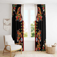 Norwegian Male Bunad Window Curtain with Rosemaling Folk Art Black Color - Wonder Print Shop