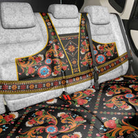 Norwegian Female Bunad Back Car Seat Cover with Rosemaling Folk Art Black Color - Wonder Print Shop