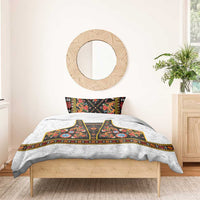 Norwegian Female Bunad Bedding Set with Rosemaling Folk Art Black Color - Wonder Print Shop