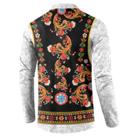 Norwegian Female Bunad Button Sweatshirt with Rosemaling Folk Art Black Color - Wonder Print Shop