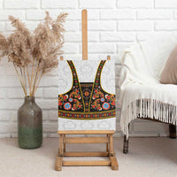 Norwegian Female Bunad Canvas Wall Art with Rosemaling Folk Art Black Color - Wonder Print Shop