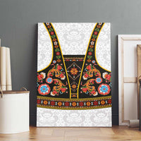Norwegian Female Bunad Canvas Wall Art with Rosemaling Folk Art Black Color - Wonder Print Shop