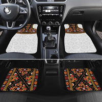 Norwegian Female Bunad Car Mats with Rosemaling Folk Art Black Color - Wonder Print Shop