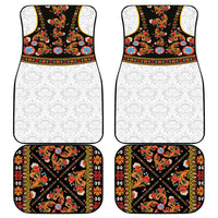Norwegian Female Bunad Car Mats with Rosemaling Folk Art Black Color - Wonder Print Shop