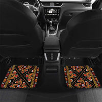 Norwegian Female Bunad Car Mats with Rosemaling Folk Art Black Color - Wonder Print Shop