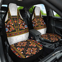 Norwegian Female Bunad Car Seat Cover with Rosemaling Folk Art Black Color - Wonder Print Shop