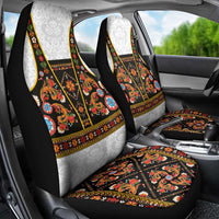 Norwegian Female Bunad Car Seat Cover with Rosemaling Folk Art Black Color - Wonder Print Shop