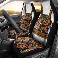Norwegian Female Bunad Car Seat Cover with Rosemaling Folk Art Black Color - Wonder Print Shop