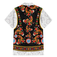 Norwegian Female Bunad Family Matching Mermaid Dress and Hawaiian Shirt with Rosemaling Folk Art Black Color - Wonder Print Shop