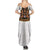 Norwegian Female Bunad Family Matching Summer Maxi Dress and Hawaiian Shirt with Rosemaling Folk Art Black Color - Wonder Print Shop