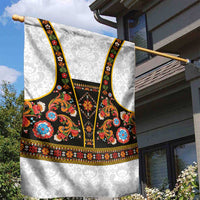 Norwegian Female Bunad Garden Flag with Rosemaling Folk Art Black Color - Wonder Print Shop