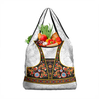 Norwegian Female Bunad Grocery Bag with Rosemaling Folk Art Black Color - Wonder Print Shop