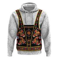 Norwegian Female Bunad Hoodie with Rosemaling Folk Art Black Color - Wonder Print Shop