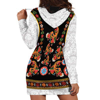 Norwegian Female Bunad Hoodie Dress with Rosemaling Folk Art Black Color - Wonder Print Shop