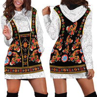 Norwegian Female Bunad Hoodie Dress with Rosemaling Folk Art Black Color - Wonder Print Shop
