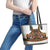 Norwegian Female Bunad Leather Tote Bag with Rosemaling Folk Art Black Color - Wonder Print Shop