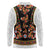 Norwegian Female Bunad Long Sleeve Polo Shirt with Rosemaling Folk Art Black Color - Wonder Print Shop