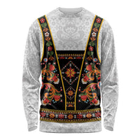 Norwegian Female Bunad Long Sleeve Shirt with Rosemaling Folk Art Black Color - Wonder Print Shop