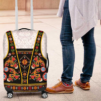 Norwegian Female Bunad Luggage Cover with Rosemaling Folk Art Black Color - Wonder Print Shop