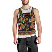 Norwegian Female Bunad Men Tank Top with Rosemaling Folk Art Black Color - Wonder Print Shop