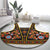 Norwegian Female Bunad Round Carpet with Rosemaling Folk Art Black Color - Wonder Print Shop