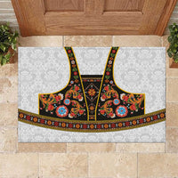 Norwegian Female Bunad Rubber Doormat with Rosemaling Folk Art Black Color - Wonder Print Shop