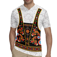 Norwegian Female Bunad Rugby Jersey with Rosemaling Folk Art Black Color - Wonder Print Shop