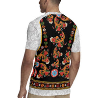 Norwegian Female Bunad Rugby Jersey with Rosemaling Folk Art Black Color - Wonder Print Shop