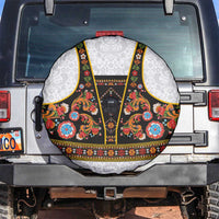 Norwegian Female Bunad Spare Tire Cover with Rosemaling Folk Art Black Color - Wonder Print Shop