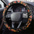 Norwegian Female Bunad Steering Wheel Cover with Rosemaling Folk Art Black Color - Wonder Print Shop