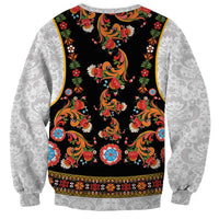 Norwegian Female Bunad Sweatshirt with Rosemaling Folk Art Black Color - Wonder Print Shop