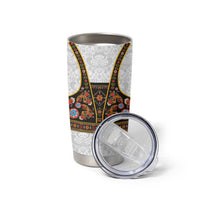 Norwegian Female Bunad Tumbler Cup with Rosemaling Folk Art Black Color - Wonder Print Shop