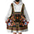 Norwegian Female Bunad Wearable Blanket Hoodie with Rosemaling Folk Art Black Color - Wonder Print Shop