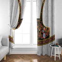 Norwegian Female Bunad Window Curtain with Rosemaling Folk Art Black Color - Wonder Print Shop