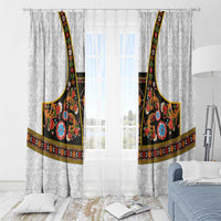 Norwegian Female Bunad Window Curtain with Rosemaling Folk Art Black Color - Wonder Print Shop