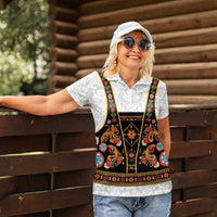 Norwegian Female Bunad Women Polo Shirt with Rosemaling Folk Art Black Color - Wonder Print Shop