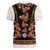 Norwegian Female Bunad Women V-Neck T-Shirt with Rosemaling Folk Art Black Color - Wonder Print Shop