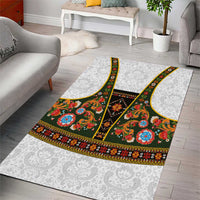 Norwegian Female Bunad Area Rug with Rosemaling Folk Art Green Color - Wonder Print Shop