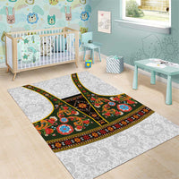 Norwegian Female Bunad Area Rug with Rosemaling Folk Art Green Color - Wonder Print Shop